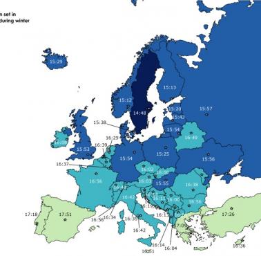 Kiedy słońce zachodzi w europejskich stolicach podczas przesilenia zimowego?