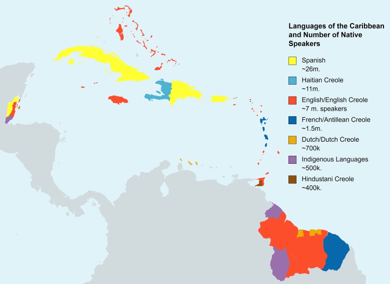 Najczęściej używane języki na Karaibach, Gujany i Belize