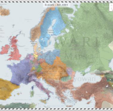 Mapa Europy z 1801 roku