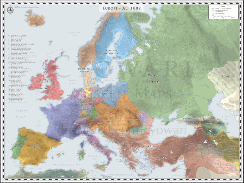 Mapa Europy z 1802 roku