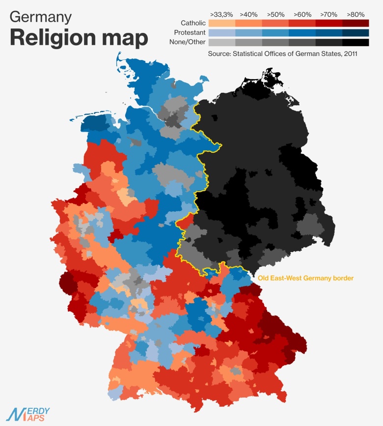 Mapa religijna Niemiec, 2011
