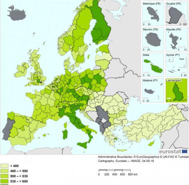Wskaźnik motoryzacji dla niektórych krajów europejskich, w tym Turcja, 2016
