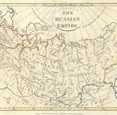 Mapa Rosji (Imperium Rosyjskiego) autorstwa Clementa Cruttwella, 1799. Mandżuria była jeszcze wtedy chińska