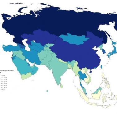 Średni wzrost młodzieży w Azji