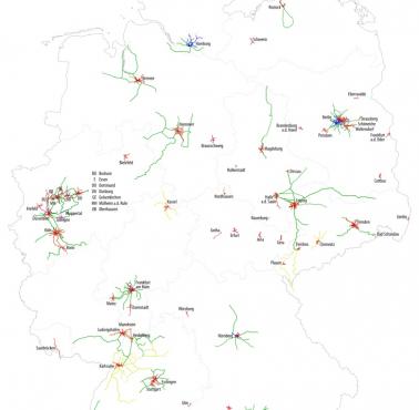 Transport publiczny, jego zasięg i rodzaje w poszczególnych aglomeracjach Niemiec. Tramwaj, metro, kolej podmiejska, trolejbus