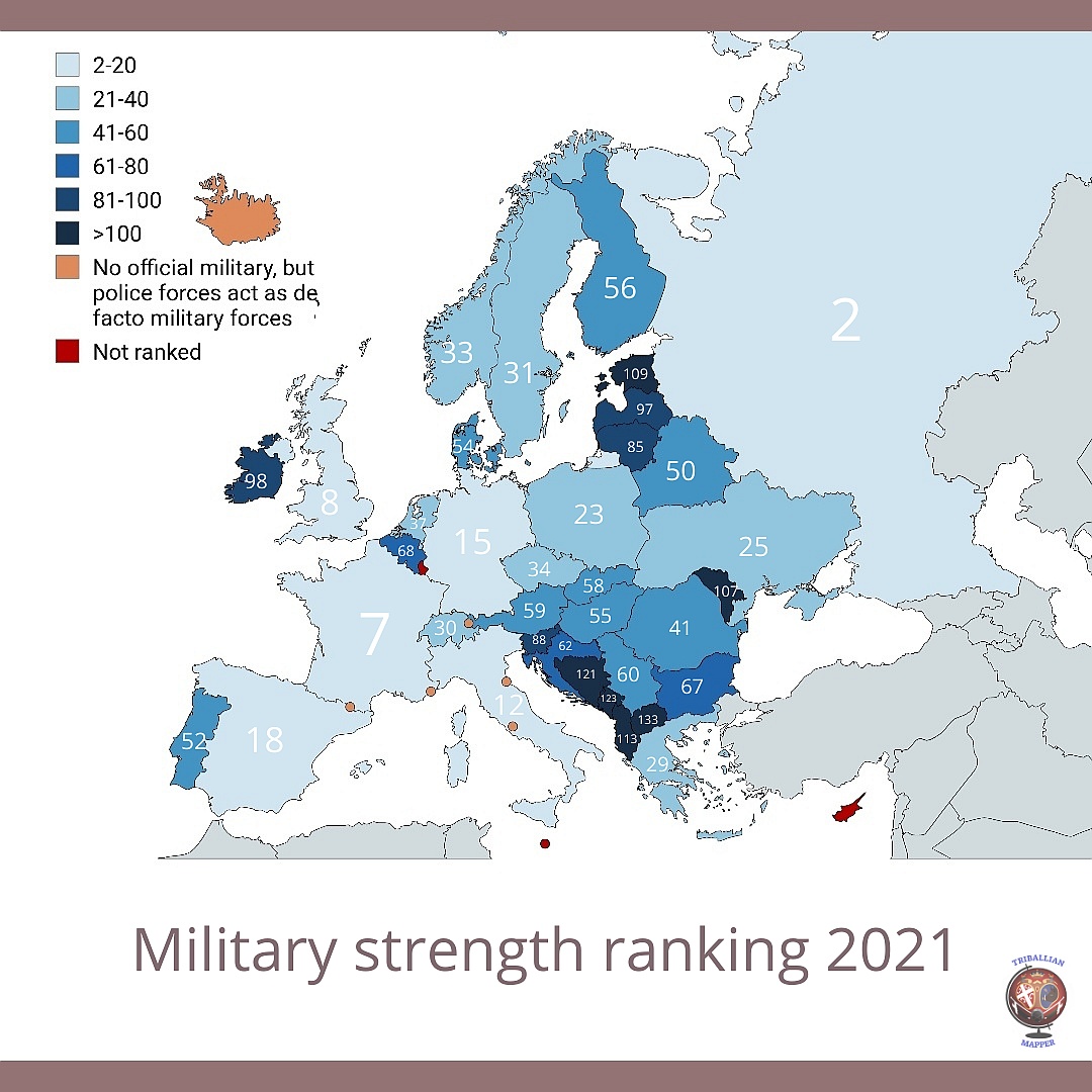 Ranking siły militarnej w Europie, 2021