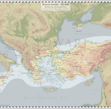 Mapa Bizancjum w 860 roku