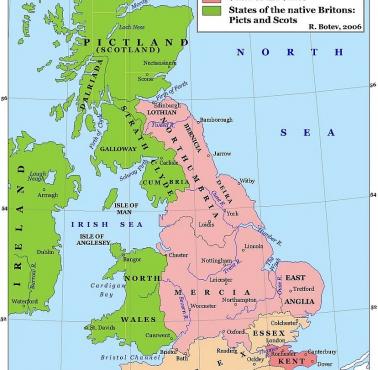 Mapa polityczna Wysp Brytyjskich w 802 roku