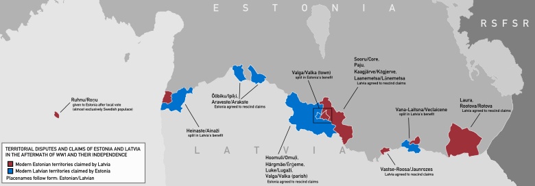 Wzajemne roszczenia terytorialne Estonii i Łotwy po uzyskaniu przez nie niepodległości