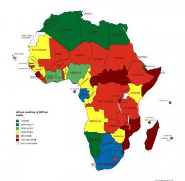 PKB na mieszkańca w Afryce, 2021