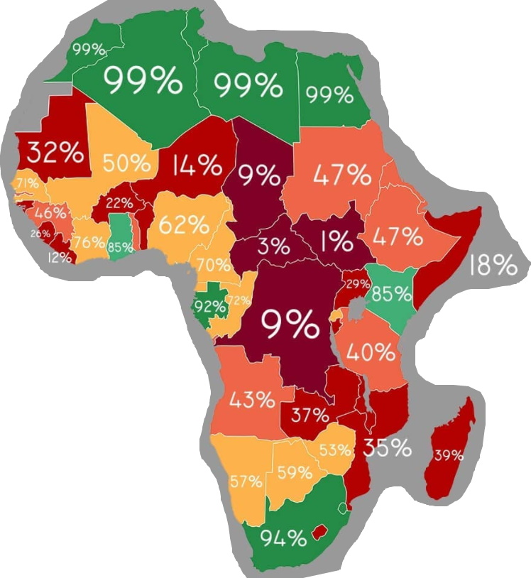 Ludność Afryki z dostępem do energii elektrycznej, 2021