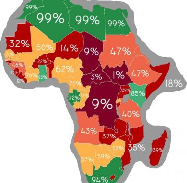 Ludność Afryki z dostępem do energii elektrycznej, 2021