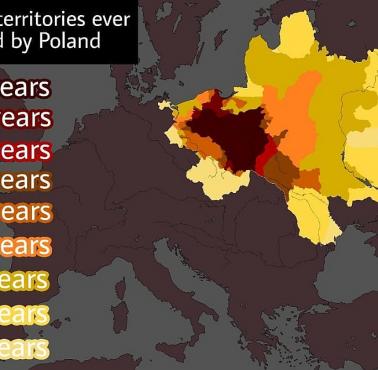 Ziemie należące do Polski i długość polskiej władzy nad nią od 1400 roku