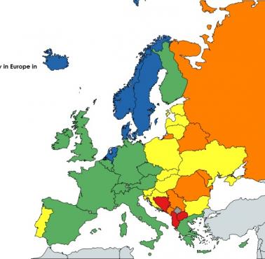 Oczekiwana długość życia w Europie w 1950 roku