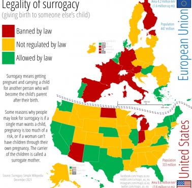 Status prawny surogatek, kobiet które za pieniądze rodzą dzieci w USA i Unii, 2021