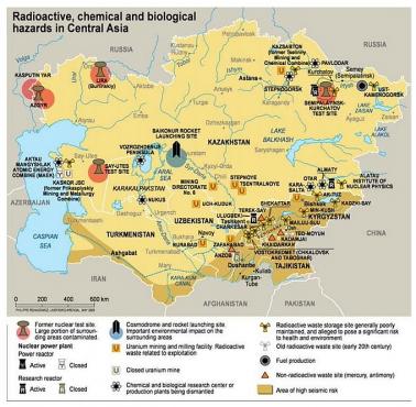 Obszary z występującym zagrożeniem radiologicznym, chemicznym i biologicznym w Kazachstanie