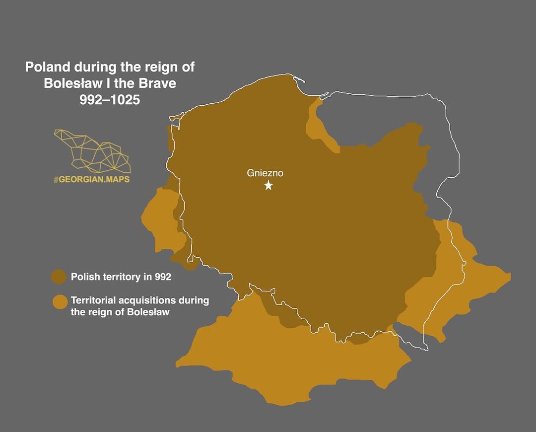 Polska w czasach Bolesława I Chrobrego (992-1025) w porównaniu do obecnych granic