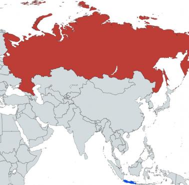 Niebieski obszar w Azji, który zamieszkuje więcej ludzi niż czerwony