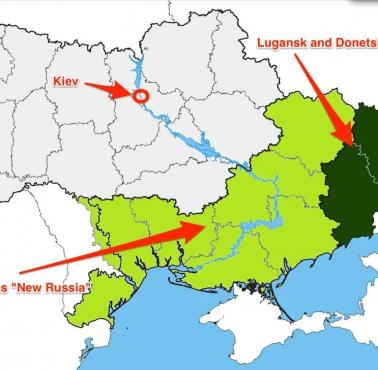 Roszczenia terytorialne Noworosji (sztuczny rosyjski twór złożony z okupowanych przez Moskwę ziem ukraińskich)