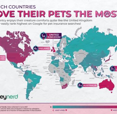 W których państwach świata wydaje się najwięcej na ubezpieczenie zwierząt domowych?, 2021