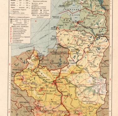 Rosyjska mapa gospodarcza i polityczna Polski, Estonii, Łotwy, Litwy, 1929