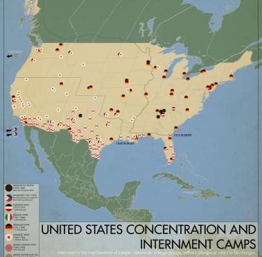 Założone w USA obozy koncentracyjne (dla Japończyków, Włochów, Niemów, Filipińczyków ...)