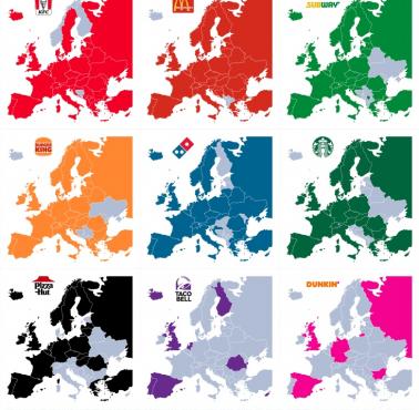 Największe amerykańskie sieci fast foodów w Europie, 2021