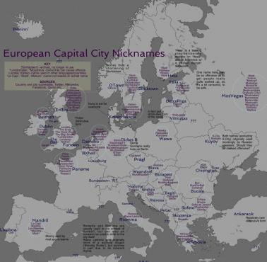 Nazwy europejskich stolic w slangu danego państwa