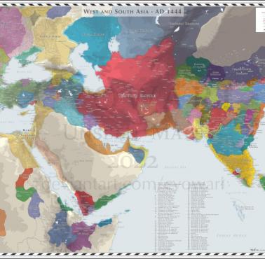 Mapa wschodniej i zachodniej Azji w 1444 roku