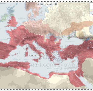 Mapa Europy w 116 roku
