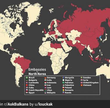 Kraje z ambasadami w Korei Północnej