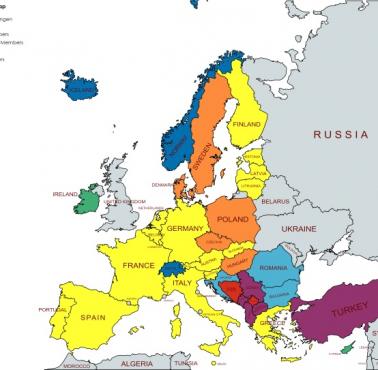 Cztery odrębne porozumienia w Europie - NATO, UE, Schengen, strefa euro