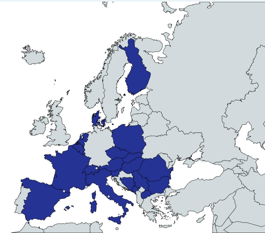 Kraje na granatowo to najwięksi partnerzy handlowi Niemiec, 2019