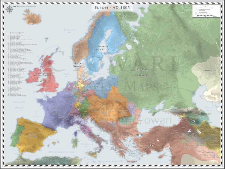 Mapa Europy w 1805 roku