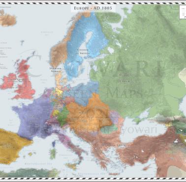 Mapa Europy w 1805 roku