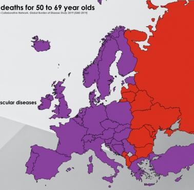 Najczęstsze przyczyny zgonów osób w wieku od 50 do 69 lat w Europie