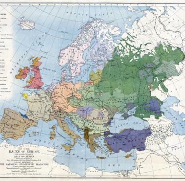 Mapa rasowa Europy z 1919 roku (National Geographic)