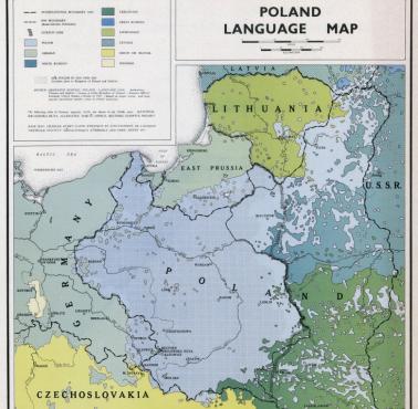 Mapa językowa Polski z 1919 (opublikowana 1945)