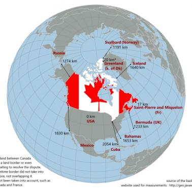 10 krajów położonych najbliżej Kanady
