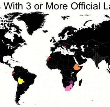 Liczba języków urzędowych w poszczególnych państwach świata (kraje z 3 lub więcej językami urzędowymi)