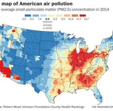 Zanieczyszczenie powietrza w USA, 2014