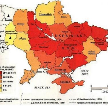 Efekt głodu na Ukrainie w latach 1932–1933 (liczba ofiar śmiertelnych od 4 do 5 milionów osób)