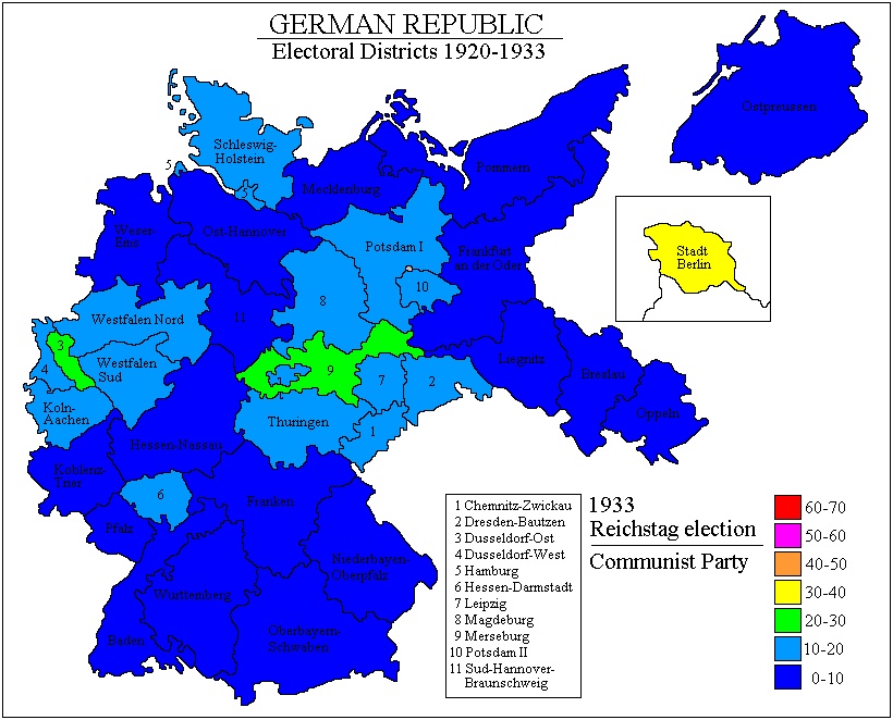 Jak i gdzie oddawano głosy na komunistów w Niemczech od 1922-1933 roku