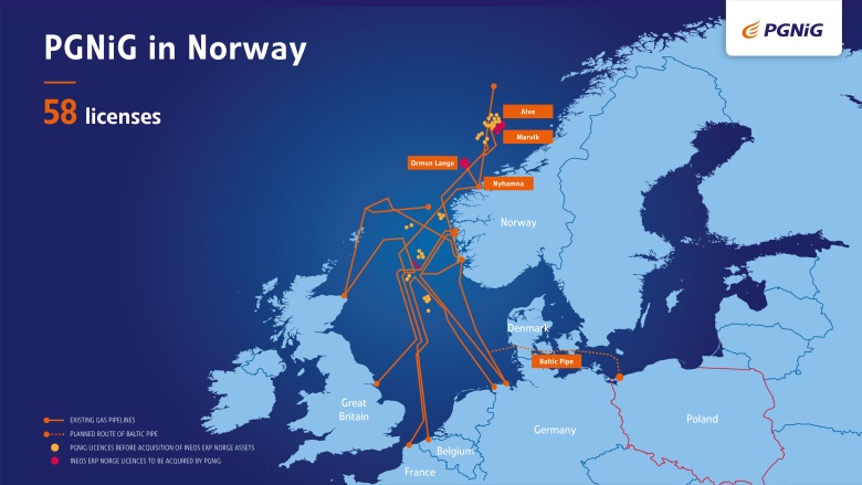 Polskie koncesje gazowe w Norwegii, które mają wypełnić rurociąg Baltic Pipe, 2021