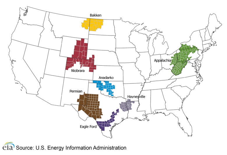 Główne pola naftowe i gazowe w USA