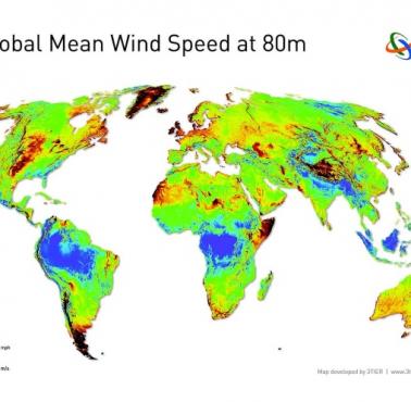 Mapa prędkości wiatru na świecie