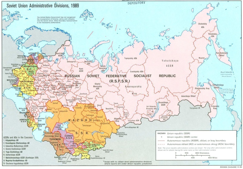 Podział administracyjny Związku Sowieckiego (ZSRR) w 1989 roku