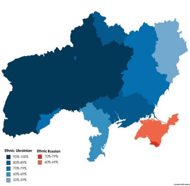 Mapa etniczna Ukrainy, według danych ze spisu ludności w 2001 roku