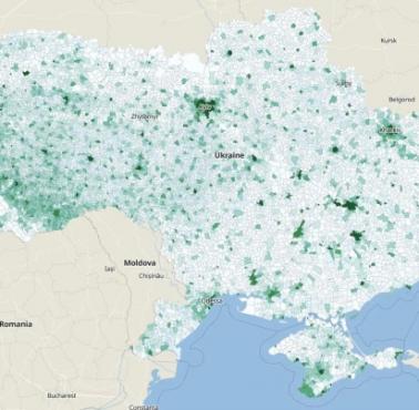 Gęstość zaludnienia Ukrainy