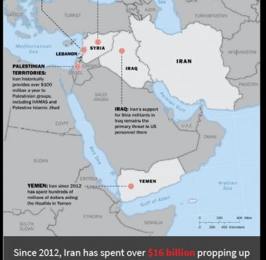 Wpływy Iranu na Bliskim Wschodzie. Wydatki na reżimy, ruchy polityczne, militarne ... od 2012 roku